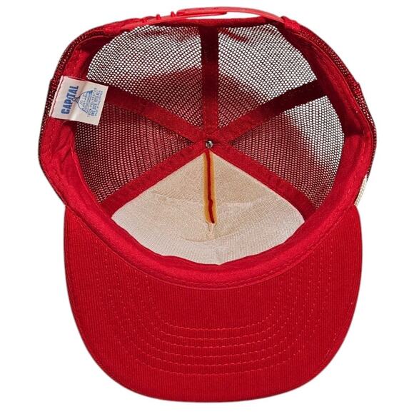 Vintage Chevron Carriers Trucker Hat Snapback Cap Red White Capital Mesh Bach - Picture 6 of 9